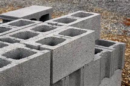 Concrete blocks stacked and ready for collection.
