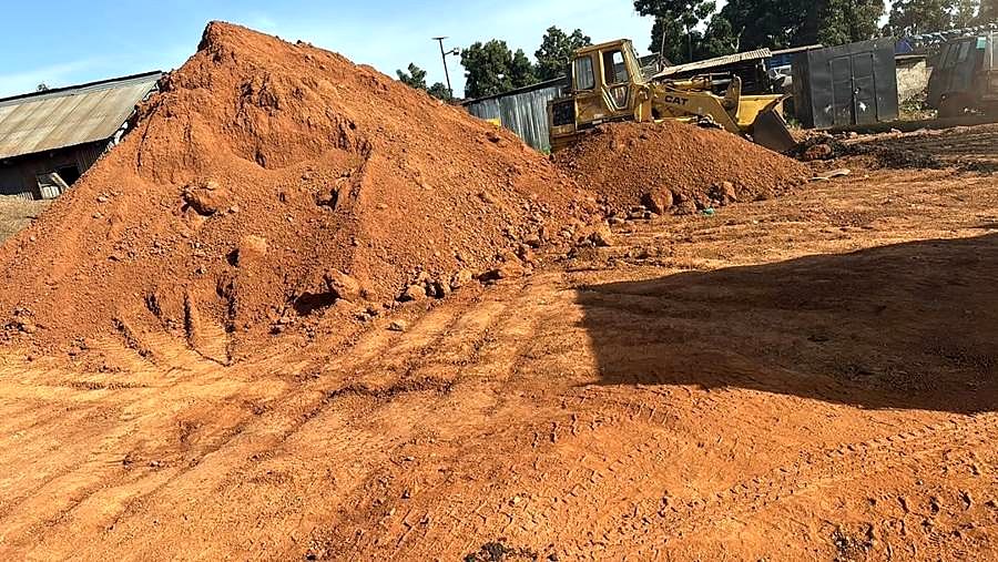 Red murram stockpile